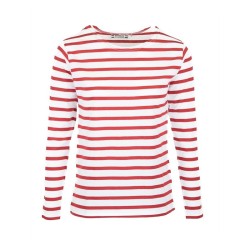 MARINIERE PECHEUR FEMME MANCHES LONGUES BLANC/ROUGE T.XXL 