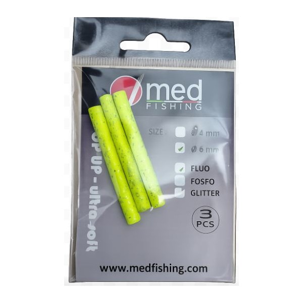 POP-UP MED FISHING ULTRA SOFT BATON BATON JAUNE FLUO PAILLETE 6 MM