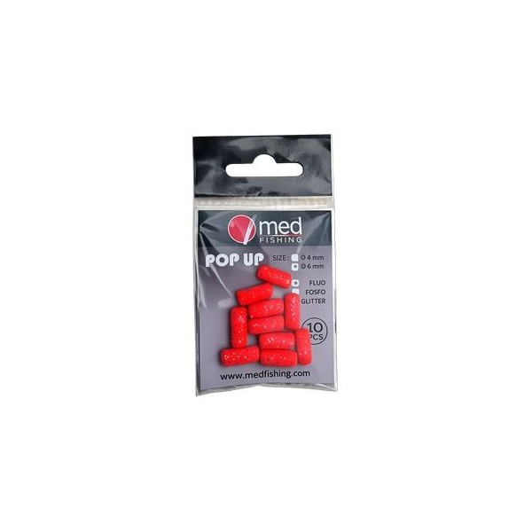 POP-UP MED FISHING ROUGE PAILLETTE 13X6 MM