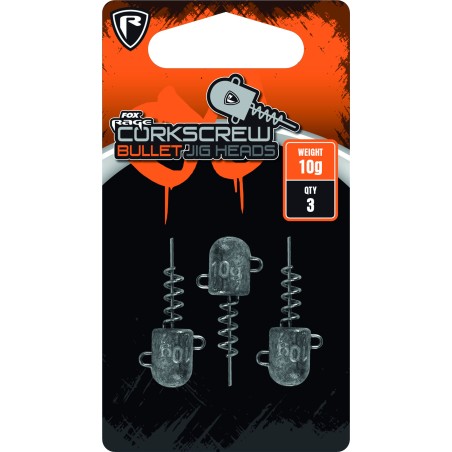 TETES PLOMBEES FOX RAGE CORKSCREW ROUND JIG HEADS 5G - 3PCS