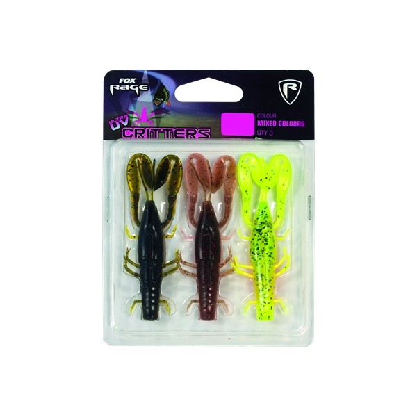 LEURRES FOX RAGE CRITTER MIXED COLOUR PACK X 3PCS 9CM