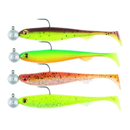 LEURRES FOX RAGE SLICK SHAD 11CM X4 MIX UV CP LD 10G 3/0