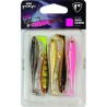 LEURRES FOX RAGE SLICK SHAD 13CM X4 MIXED UV COLOUR PACK