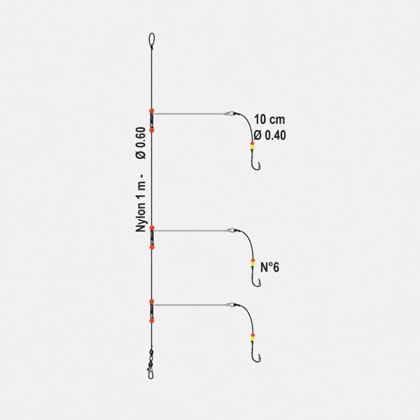 BAS DE LIGNE  FLASHMER METAL'CLIP - 3 HAMECONS N° 6