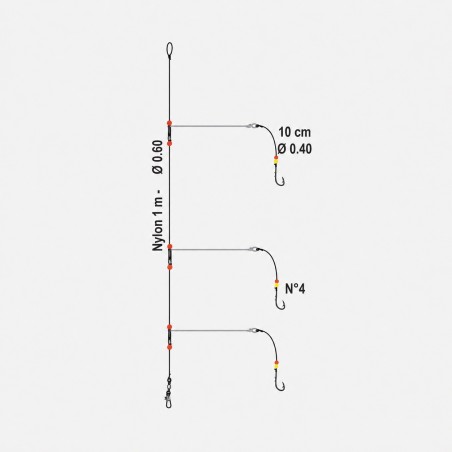 BAS DE LIGNE  FLASHMER METAL'CLIP - 3 HAMECONS N° 4