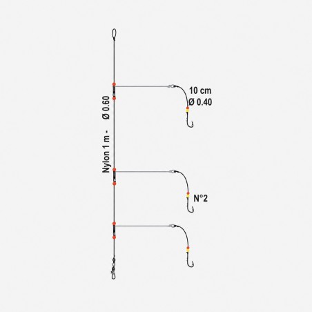 BAS DE LIGNE  FLASHMER METAL'CLIP - 3 HAMECONS N° 2