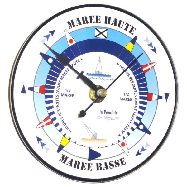 Pendule des Marée - MURALE - ACRYLIQUE ROND 135 MM - FOND BLEU  - B122