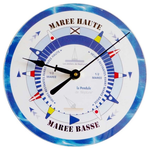 Pendule des Marée - MURALE - ACRYLIQUE ROND 150 MM - FOND BLEU  - B123