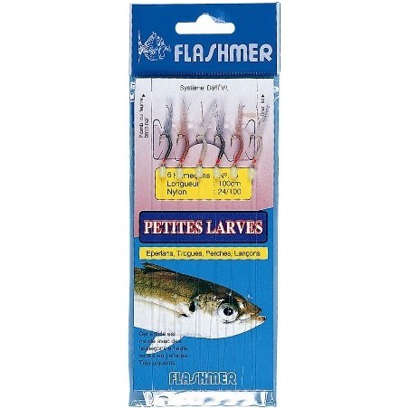 BAS DE LIGNE  FLASHMER PETITES LARVES 6 N° 8 à 26-100 - en stock - Jeu de Plumes