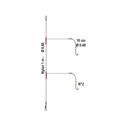 BAS DE LIGNE  FLASHMER METAL'CLIP - 3 HAMECONS N° 2 - en stock - Montages Mer / Surfcasting