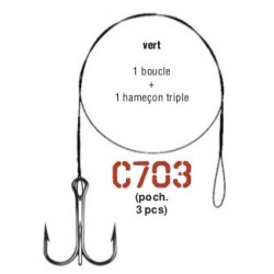 AVANCON NYLFLEX 9kg vert - 1 Boucle - 1 hameçon double n° 2 - 40 cm - en stock - Bas de Ligne Acier