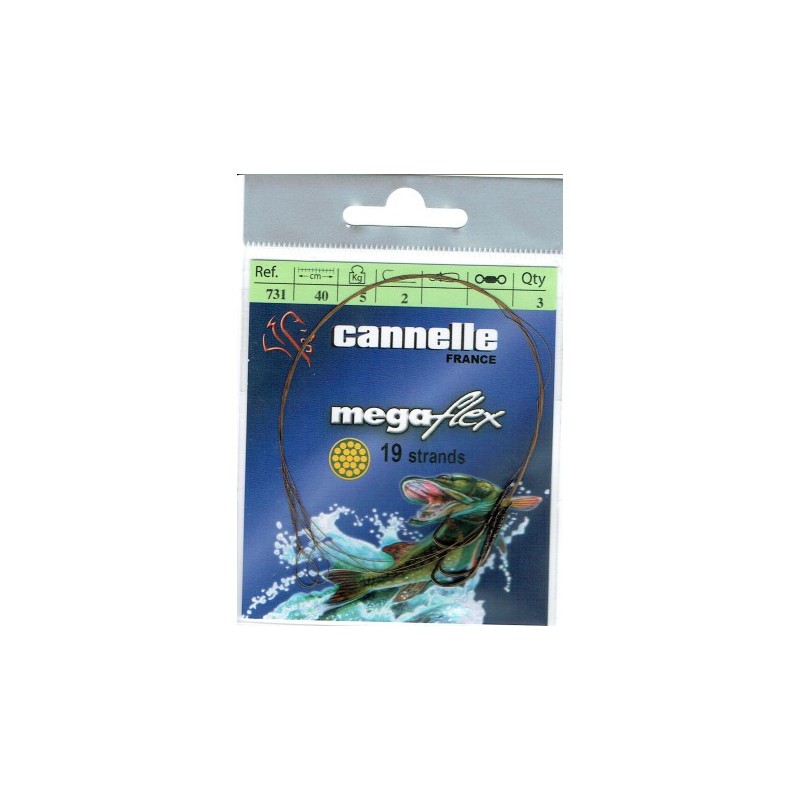 AVANCON MEGAFLEX 5 Kg - 1 Boucle - 1 Hameçon simple n° 2 - 40 cm - en stock - Bas de Ligne Acier