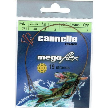 AVANCON MEGAFLEX 5 Kg - 1 Boucle - 1 Hameçon simple n° 2 - 40 cm - en stock - Bas de Ligne Acier