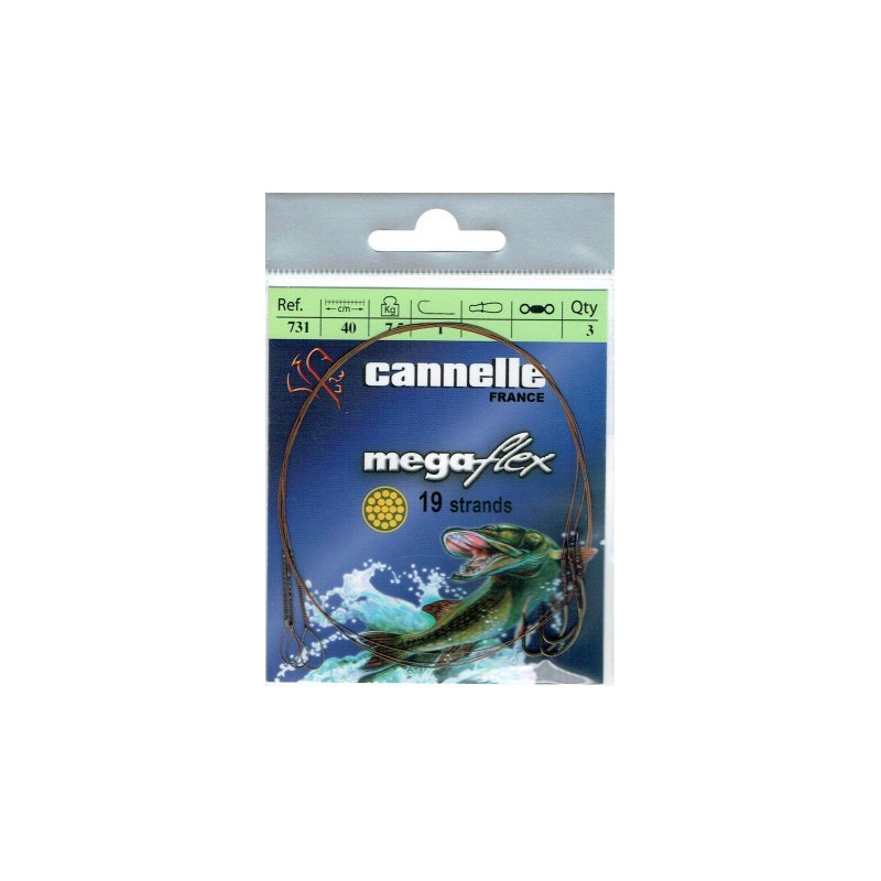 AVANCON MEGAFLEX 7kg - 1 Boucle - 1 Hameçon simple n°1 - 40 cm  - en stock - Bas de Ligne Acier