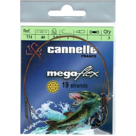 AVANCON MEGAFLEX 7kg - 1 Boucle - 1 Hameçon simple n°1 - 40 cm  - en stock - Bas de Ligne Acier