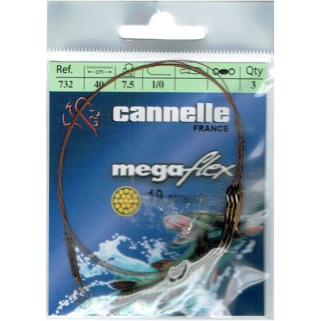 AVANCON MEGAFLEX 7,5kg - 1 Boucle - 1 Hameçon double n° 1/0 - 40 cm - en stock - Bas de Ligne Acier