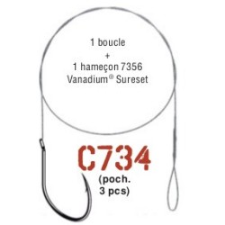 AVANCON MEGAFLEX 7,5kg - 1 Boucle - 1 Hameçon 7356 n°4 - 40 cm  - en stock - Bas de Ligne Acier