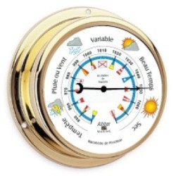 Baromètre - Laiton - 145 mm - Fond Couleurs - en stock - Horloge et Baromètre