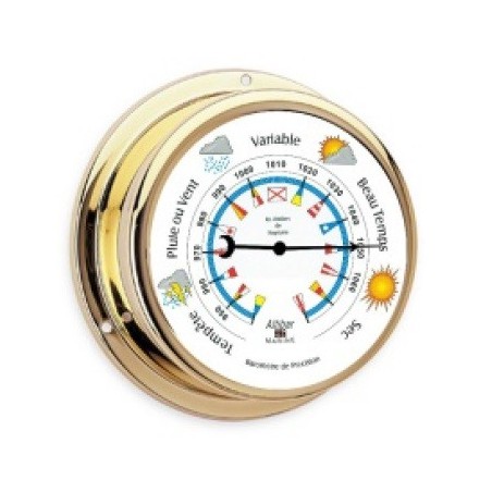 Baromètre - Laiton - 145 mm - Fond Couleurs - en stock - Horloge et Baromètre
