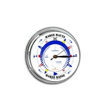 Pendule des Marée - Chromé 115 mm - Fond blanc - Montre à Marée