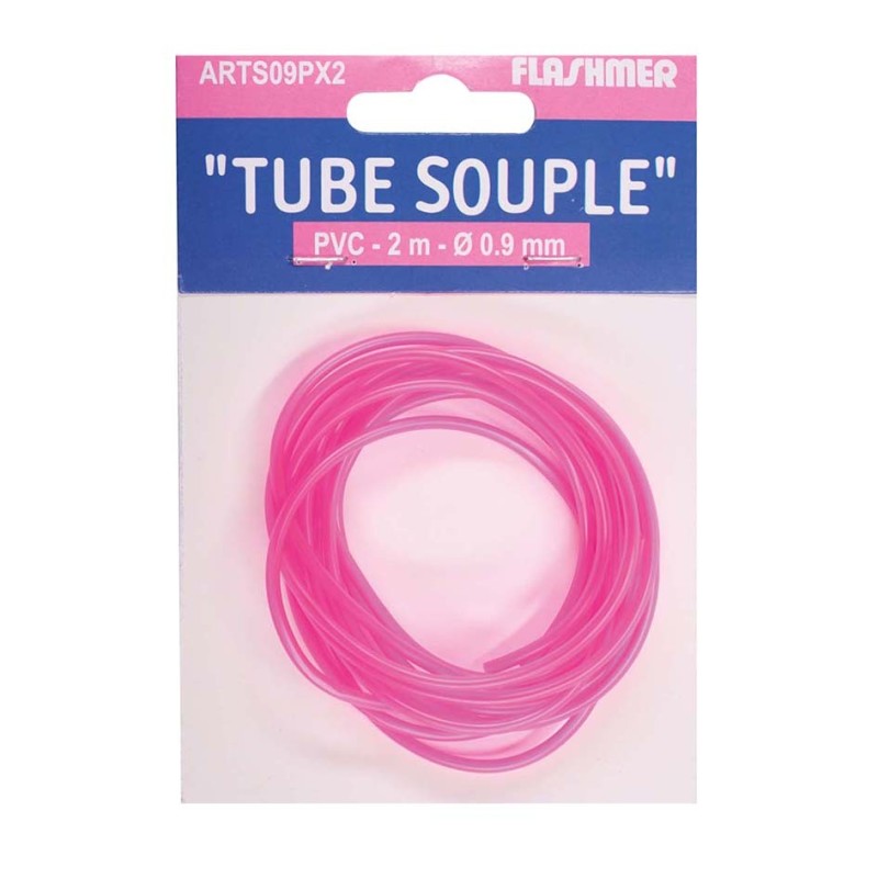 GAINE TUBE PVC  0.9 mm - 2 m - ROSE FLUO