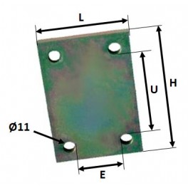 PLAQUETTE ASSEMBLAGE 4 TROUS 70x70 mm pour remorque - MECT-02026---ndd