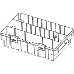 Boite plastique GM 3 cases longues et compartiments amovibles - 35,5x23x5 cm