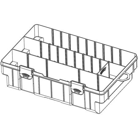 Boite plastique GM 3 cases longues et compartiments amovibles - 35,5x23x5 cm