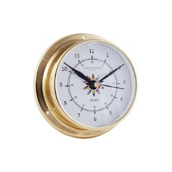 Horloge Marine 12 Heures - Laiton Fond Drapeau 115 mm